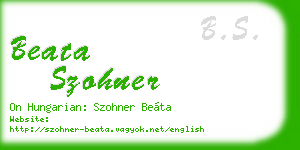 beata szohner business card